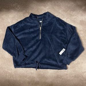 NWT Old Navy Cropped Quarter Zip Navy Pullover
